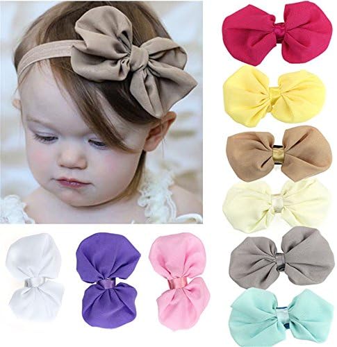 9pcs Baby Girls Chiffon Flower Elastic Headband, Photography Props for Newborn,Toddler and Kids