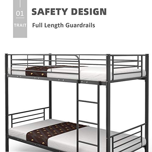 Mecor Metal Bunk Bed Twin Over Twin Easy Assembly with Removable