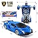 Jeestam RC Cars Robot for Kids Remote Control Transformrobot Car Toys with Gesture Sensing One-Button Deformation Auto Demo, 1:14 Scale 360° Rotation Light Music, Best Gift for Boys Girls (Blue)