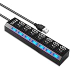 Multi Port USB Splitter, 7-Ports USB 2.0 Hub High