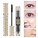 4D Silk Fiber Mascara with Contour Stick,Liquid Long Lasting Waterproof Mascara Black,Smudge Free Lengthening Eyelash For Hypoallergenic Sensitive Eyes,Highlighters Makeup