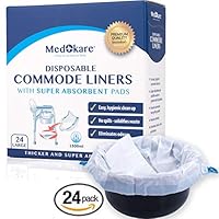 Medokare Commode Liners with Absorbent Pad, 24 Liners - Fits Any Standard Bedside Commode Bucket Potty or Toilet Commode Pail - Disposable Commode Liners for an Adult Commode Chair