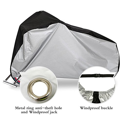 Olycism Bike Cover Bicycle Cover Bike rain cover waterproof Dust Rain Cover Wind Proof Anti sun Anti wrinkle Indoor Outdoor Protection Enlarge with Lock-hole-Sliver &Black