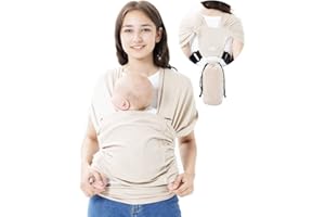 Hilabab Baby wrap Carrier,Softness Organic Cotton,Breathable Adjustable Strap Baby Hold Carrier for Newborn Up to 40 lbs (Beige)