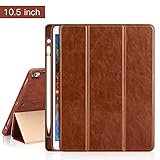 iVAPO iPad Pro 10.5 Case Pencil Holder Auto Sleep Wake Function Typing Viewing Tri-fold Stand PU Leather Smart Cover iPad Pro 10.5 inch 2017 Brown PU Faux Leather