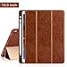iVAPO iPad Pro 10.5 Case Pencil Holder Auto Sleep Wake Smart Case Vintage Leather Folio Tri-fold Stand Cover for iPad Pro 10.5 inch 2017 Brown PU Leather