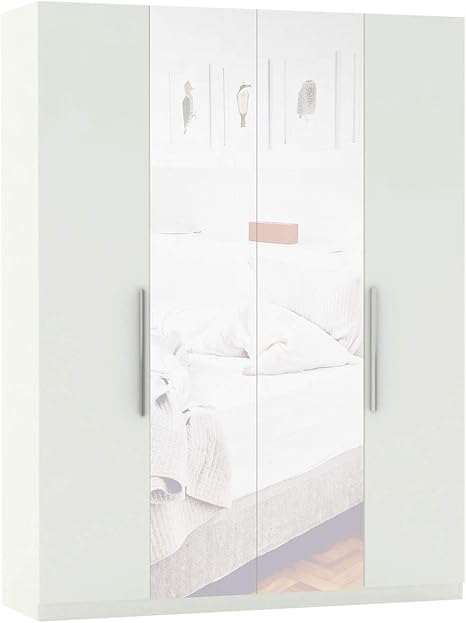Mirjan24 Kleiderschrank Olsted 4d Mit Spiegel Drehturenschrank 4 Turig Schrank Konfigurierbare Innenausstattung Dielenschrank Garderobenschrank Weiss Weiss Spiegel Griffe Chrom Innen A1 Amazon De Kuche Haushalt