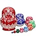 LK King&Light - 10pcs Red_White Flower Russian Nesting Dolls Matryoshka Wooden Toys