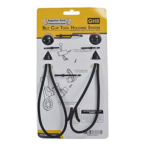 Superior Parts GH8 Rubber Belt Hook Tool Holder System with 3 Ball Bungees