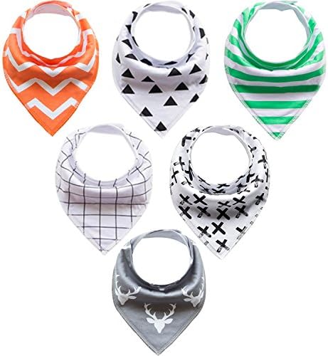 Baby Bandana Drool Bibs for Drooling and Teething 6 Pack Gift Set for Boys Girls,100% Absorbent Organic Cotton Burp Cloths Towels Burping Rags Pads for Baby Shower Gifts