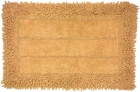 Family Home Loft Collection Bar Shagg Ultra Soft 100% Chenille Cotton Bath Rug Mat 27" X 45" (Coral Gold)