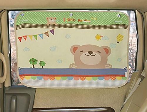 Tokkids Sunshade for car baby - Large Car Sunshade Protector - Blocks over 98% UV Rays Car Sun Visor Protector - Easy to Install - Happy bear design