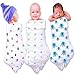 Premium Muslin Baby Swaddle Blanket for Deeper & Better Sleep. 3 Pack Cotton Baby Blankets Blue for Nursing, Receiving & Swaddling. Calms Cranky Newborn Boys. Baby Shower Gift for New Moms.