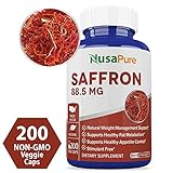 Pure Saffron Extract 88.50mg 200 Veggie Caps (Vegetarian, Non-GMO & Gluten Free) Natural Appetite Suppression, Reduce Cravings, Boost Metabolism - Proudly Made in USA - 100% Money Back Guarantee!