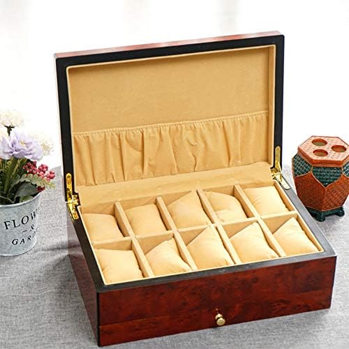 KEMIN Solid Wood Watch Box Retro, Makeup Storage Box Extra Large Piano Paint, Ring Stud Earrings Jewelry Watch Storage