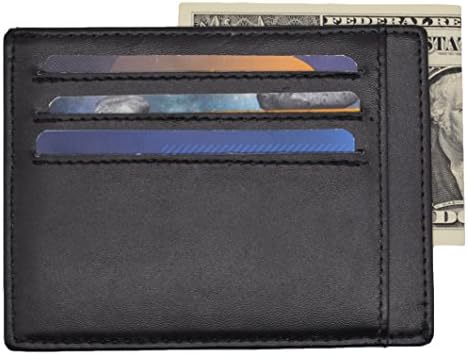 Mens RFID Blocking Genuine Leather Wallet Front Pocket Slim Card Case Black