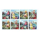 Elizabeth's Studio Hummingbird Bouquet Allover 24in Panel Sky Blue Fabric
