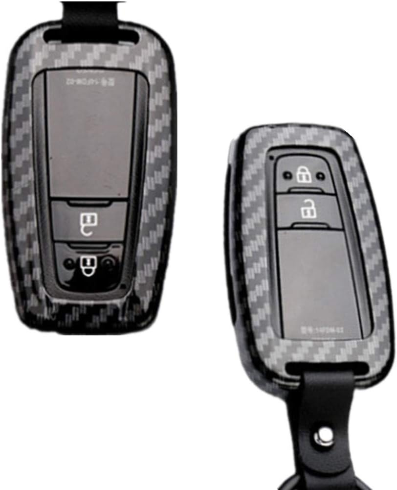 Happyit Zinc alloy Carbon Fiber Car Key Cases Cover Shell for Toyota CHR C-HR Prado Prius Camry Corolla RAV4 2 3 4 Buttons Keyless Keychain (Black) - Image 4
