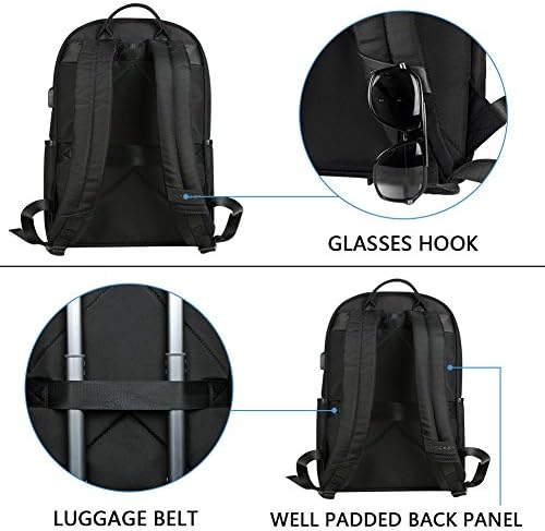 KROSER Laptop Backpack 15.6 Inch Upgraded Fashion School Backpack Water-Repellent Cumpter Backpack Laptop Bag Nylon Casual Daypack with USB Charging Port for Travel/Business/College/Women/Men-Black 6 KROSER Laptop Backpack 15.6 Inch Upgraded Fashion School Backpack Water-Repellent Cumpter Backpack Laptop Bag Nylon Casual Daypack with USB Charging Port for Travel/Business/College/Women/Men-Black