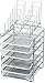 DecoBros STACKABLE Mesh Desk Convertiable Organizer 3 Letter Trays and 5 Horizontal Upright Sections, Sliver