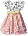 Counting Daisies Girls' Little Coral Dot Knit/Mix Print Woven Skirt Dress