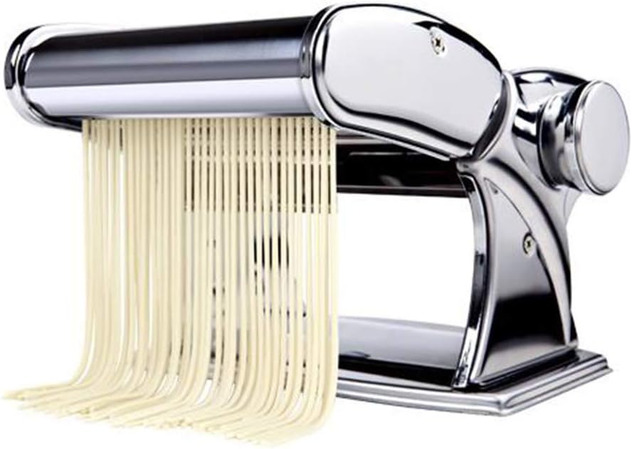 Shule Pasta Maker Stainless Steel Steamline Pasta Roller Machine Includes Pasta Cutter Hand Crank Attachments,Silver