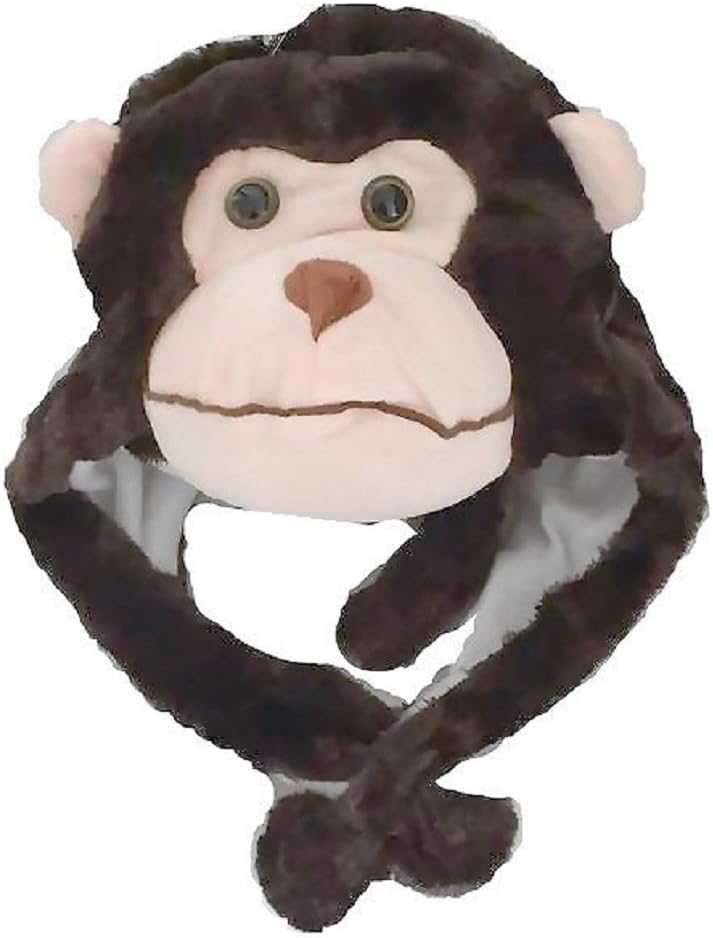 Kids Childrens Animal Head Faux Fur Trapper Hat See Listing For Options Great for School Sports - Gift (SHORT Monkey)