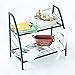 C-Hopetree Indoor or Outdoor Plant Stand, 2 Shelf Pot Rack with Black Metal Frame and Shelves