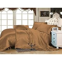 Roch Linen Luxury Solid Color 4-Piece Satin Bed Sheets Set-Silky Smooth, Super Soft, Wrinkle and Fade Resistant Satin Bedding Set Cal-King, Taupe