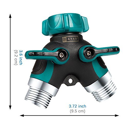 ZAYAD Y Hose Splitter 2 Way, Body Metal Garden Hose Connector with Comfortable Rubberized Grip with Outdoor Faucet, Sprinkler & Drip Irrigation Systems,Bonus Included: 6 Washers (2-Packs)