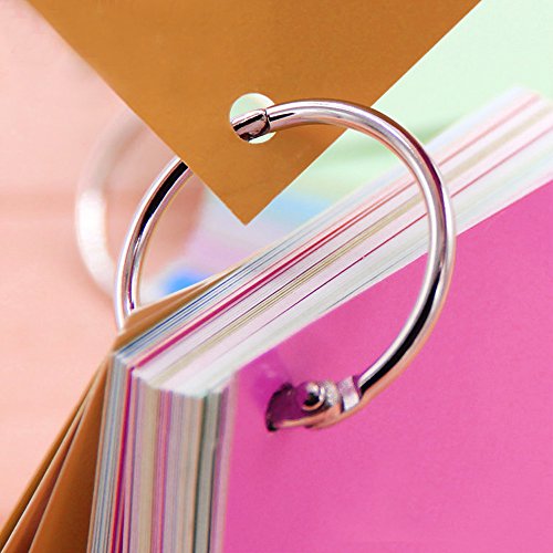 cnomg 50 pcs Book Rings, Nickel Plated Metal Paper Book Loose Leaf Binder Ring Keychain Key Ring