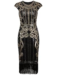 Vijiv vestido largo inspirado en 1920 de Gatsby con lentejuelas