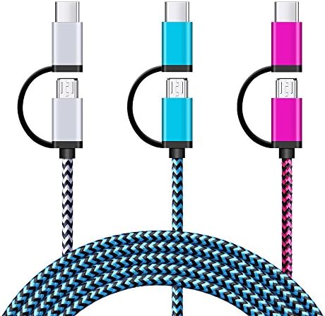 Micro USB Type C Cable, NonoUV 3-Pack 6ft 2 in 1 USB Charging &amp; Sync Cable for Samsung Galaxy Note 8 S8 S8 plus, Pixel XL, Moto Z, LG V30 G5 G6 V20, Nexus 6P 5X, Nintendo Switch, Macbook, GoPro5