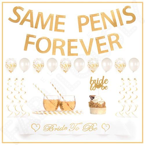 Celebrate Fabulously Ultimate 44 Piece Ivory & Gold Bachelorette Party Kit | Bachelorette Party Decorations