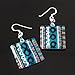 Chuvora 925 Sterling Silver Hand Blown Glass Multi-Colored Blue Square Dangle Earrings, Blue Orange White Black