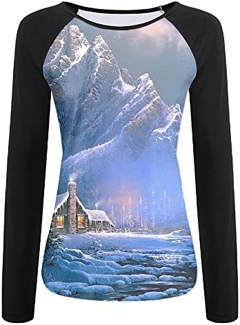 Dream Snow Mountain Natural Landscape Women Novelty T-Shirt Long Sleeve Baseball Tees