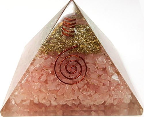 Rose Quartz Orgone Pyramid Energy Generator Reiki Crystal Healing EMF Protection Orgonite Pyramid Gemstone 65 MM Home Decor Showpiece Gift