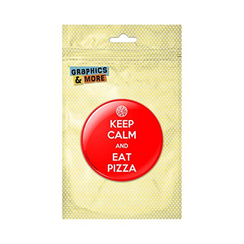Keep Calm And Eat Pizza Red Pinback Button Pin Badge - 1 Inch Diameter