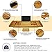 Regal Bazaar Bamboo Bath Tub Caddy Tray - Extending Sides, 2 Removable Spa Trays, Book Holding Stand, Cellphone Slot, Wine Glass and Cup Holders, and Non Slip Base - Free Soap Dish