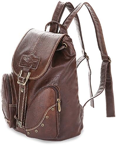 Yaoko Women Fashion college school bag travel backpack (Black) (Deep Coffee)