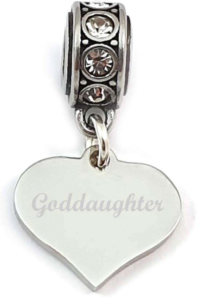 SanaBelle™ Goddaughter Personalised Engraved Stainless Steel Charm Fits European Charm Bracelets