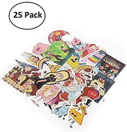 Simpleness 25 Pcs Waterproof Vinyl Stickers, Bondpaw Gravity Falls Stickers for Laptop Car Helmet Luggage Skateboard Computer Keyboard Fridge Personalize Decals