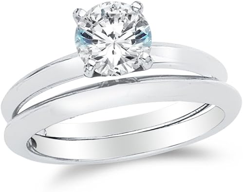 Solid 925 Sterling Silver Classic Traditional Round Brilliant Cut Solitaire Highest Quality Cz Cubic Zirconia Engagement Ring 1 0ct With Elegant Velvet Ring Box Women Engagement Rings Ekoios Vn