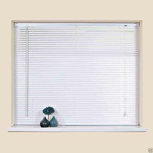 Easy-Fit PVC Venetian Window Blinds Trimmable Home Office Blind New (White, 45cm x 150cm)