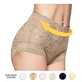Janice High-Rise Tummy Control Lace Panties Sexy Lingerie Underwear for Women - Coffee Floral - L