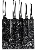 Solna Concept 5-Piece Stainless Steel Knives Set with Magnetic Wooden Block, Granite