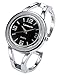 Top Plaza Womens Fashion Silver Tone Black Dial Cuff Bangle Luxury Dress Watch Arabic Numeral Scale