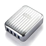 Zendure A-Series 4-Port USB High-Speed Desktop/Wall Charger with 4 ZEN+ Ports (4.2A 21W Max) for Smart Phones, Tablets, Game Consoles, Music Players, Cameras, and More - Silver