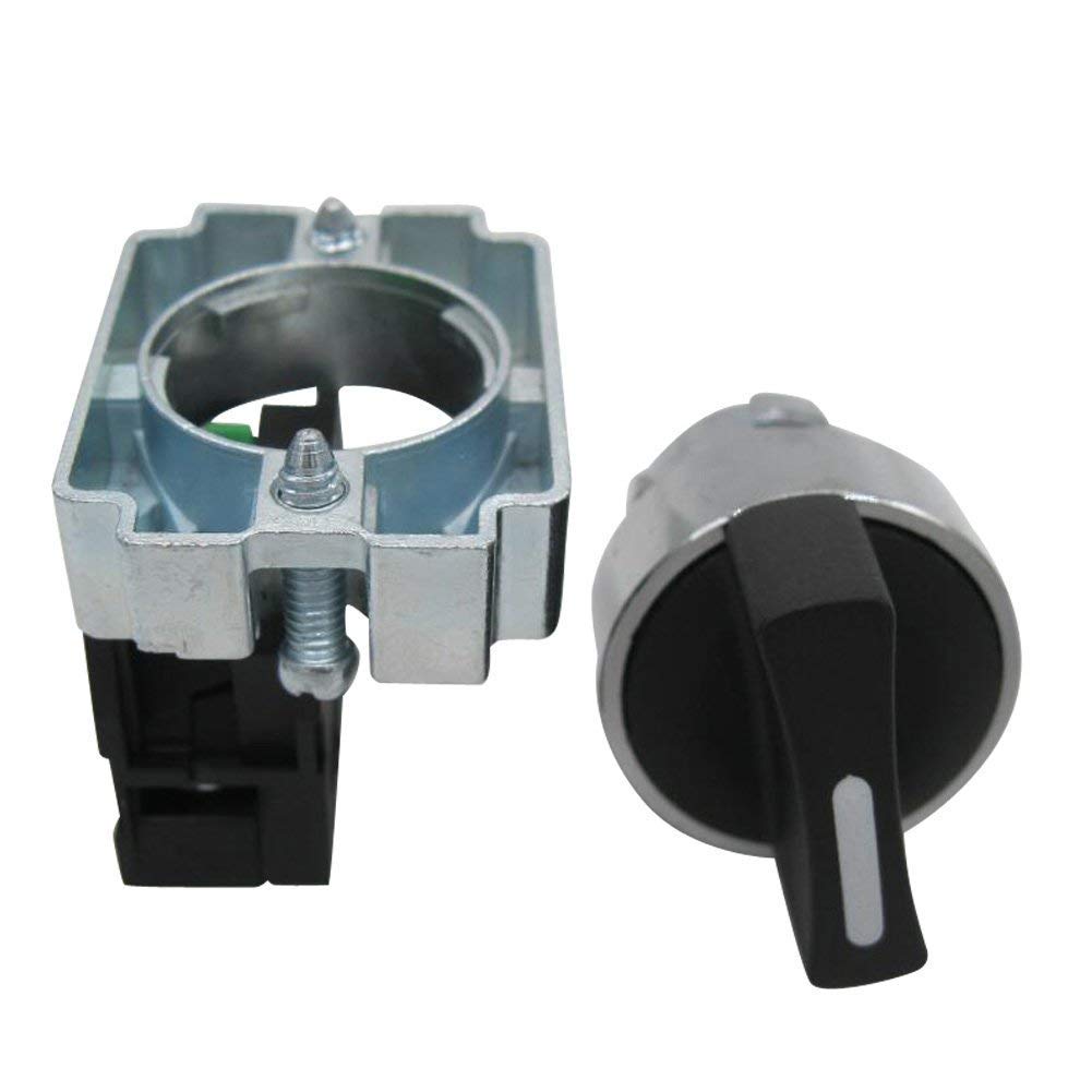 Taiss 2Pcs 22mm Selector Switch SPST 1 NO 2 Positions Maintained Latching Rotary Selector Switch 440V 10A XB2-10X/21-HB2-BD21 - Image 3