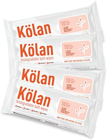 Kolan Eco-Friendly Biodegradable Bed Bath Wet Wipes enriched with Aloe Vera, Olive Oil & Vitamin E, 10 Wipes/Pack (Combo Pack of 4)